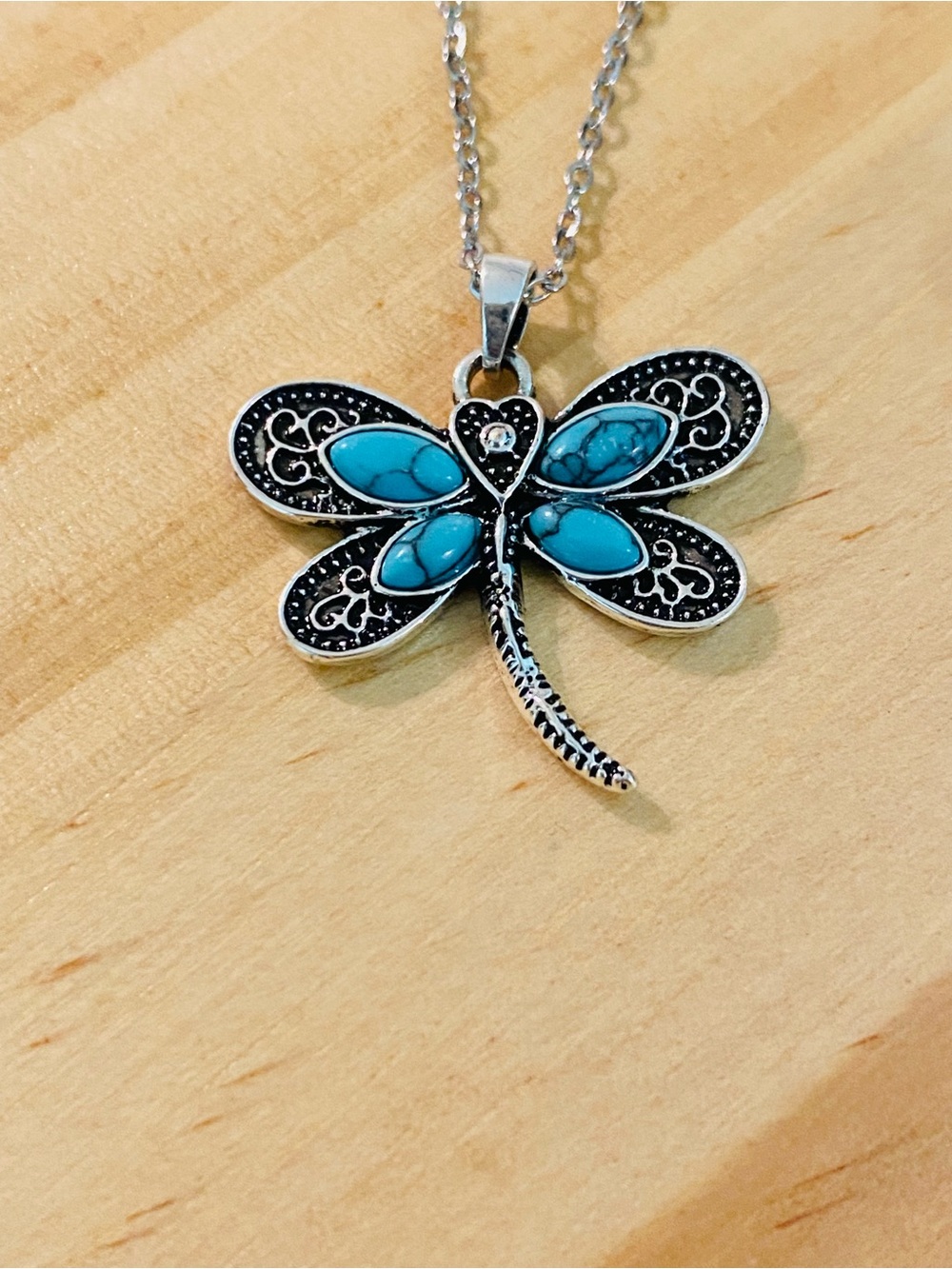 Turquoise Dragonfly Pendant Necklace - Women Jewelry